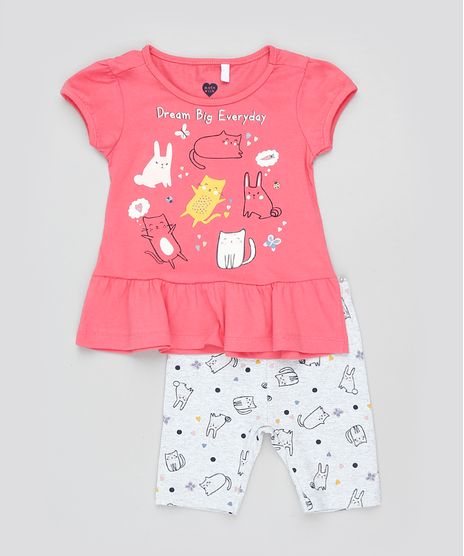 Conjunto-Infantil-Bichinhos-de-Blusa-Manga-Curta-Rosa-Escuro---Short-Estampado--Cinza-Mescla-9895159-Cinza_Mescla_1