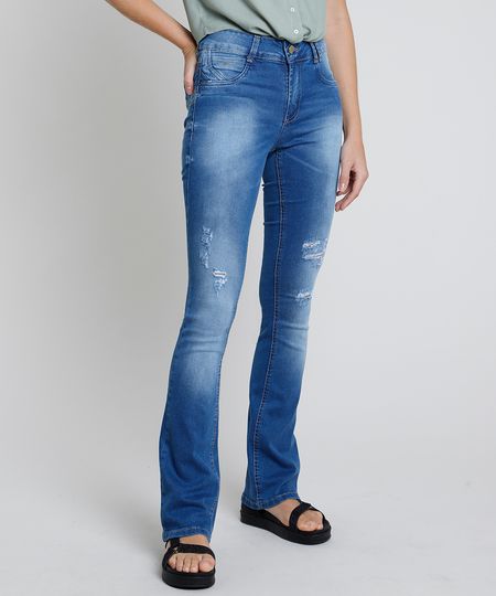 calça jeans feminina sawary boot cut cintura alta
