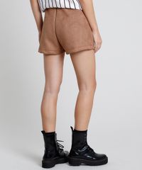 Short-Feminino-em-Suede-Cintura-Super-Alta-com-Bolsos--Caramelo-9879527-Caramelo_2