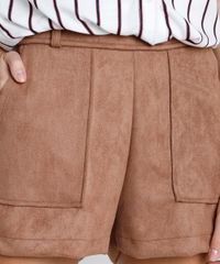 Short-Feminino-em-Suede-Cintura-Super-Alta-com-Bolsos--Caramelo-9879527-Caramelo_4