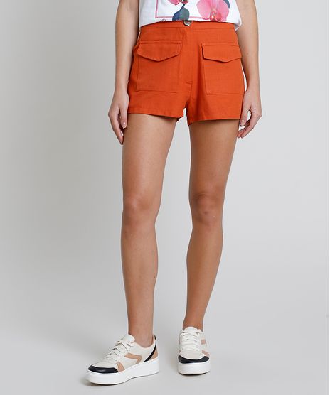 Short-Feminino-Cintura-Super-Alta-com-Bolsos--Cobre-9883645-Cobre_1