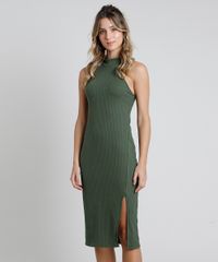 Vestido-Feminino-Midi-Halter-Neck-Canelado-com-Fenda-Gola-Alta-Verde-Militar-2-9611887-Verde_Militar_2_1