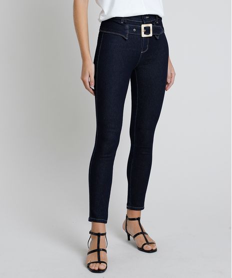 Calca-Jeans-Feminina-Sawary-Cigarrete-Cintura-Alta-com-Fivela-e-Recorte-Azul-Escuro-9857017-Azul_Escuro_1
