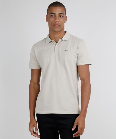 Polo-Masculina-Basica-em-Piquet-Comfort-Fit-com-Bordado-Manga-Curta-Bege-Claro-9725321-Bege_Claro_1