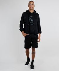 Jaqueta-de-Sarja-Masculina-com-Bolsos-Preta-9876053-Preto_3