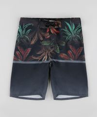 Bermuda-Surf-Infantil-com-Folhagem-e-Cordao-Preta-9844697-Preto_1