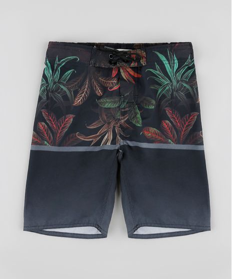 Bermuda-Surf-Infantil-com-Folhagem-e-Cordao-Preta-9844697-Preto_1