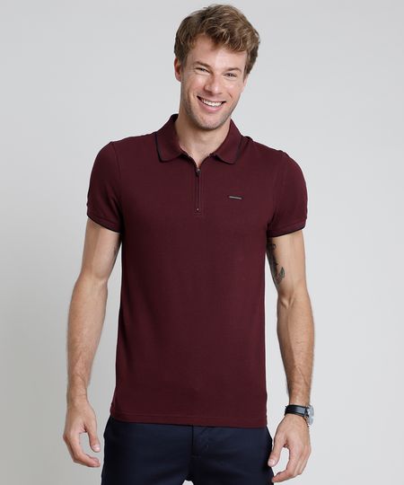 Polo-Masculina-Slim-em-Piquet-com-Ziper-Vinho-9867092-Vinho_1