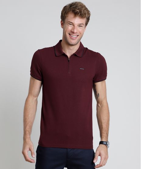 Polo-Masculina-Slim-em-Piquet-com-Ziper-Vinho-9867092-Vinho_1