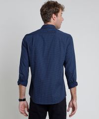 Camisa-Masculina-Comfort-Estampada-Mini-Print-de-Poa-com-Bolso-Manga-Longa--Azul-Marinho-9831775-Azul_Marinho_2