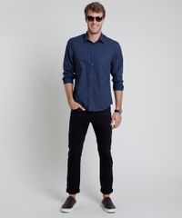 Camisa-Masculina-Comfort-Estampada-Mini-Print-de-Poa-com-Bolso-Manga-Longa--Azul-Marinho-9831775-Azul_Marinho_3