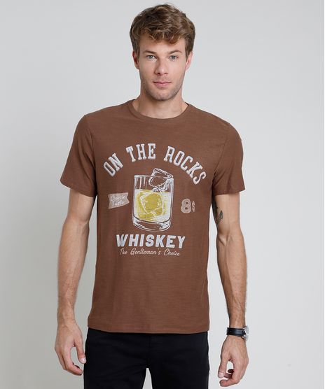 Camiseta-Masculina--Whiskey--Manga-Curta-Gola-Careca-Marrom-9870290-Marrom_1