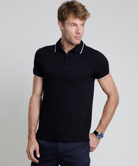 Polo-Masculina-Slim-em-Piquet-com-Ziper-Preta-9867092-Preto_1