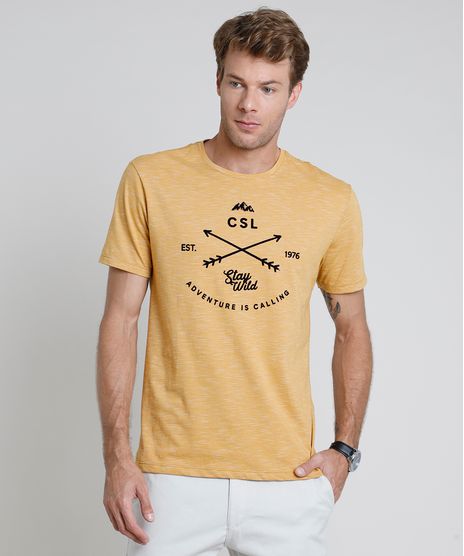 Camiseta-Masculina--Adventure--Listrada-Manga-Curta-Gola-Careca-Mostarda-9455928-Mostarda_1