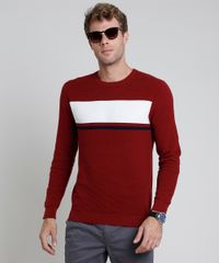 Sueter-Masculino-em-Trico-Texturizado-com-Listras-Vermelho-Escuro-9801194-Vermelho_Escuro_1