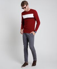 Sueter-Masculino-em-Trico-Texturizado-com-Listras-Vermelho-Escuro-9801194-Vermelho_Escuro_3