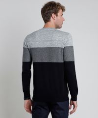 Sueter-Masculino-Slim-em-Trico-Listrado-Cinza-Mescla-9821907-Cinza_Mescla_2