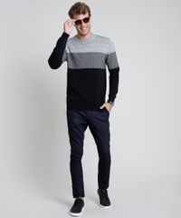 Sueter-Masculino-Slim-em-Trico-Listrado-Cinza-Mescla-9821907-Cinza_Mescla_3