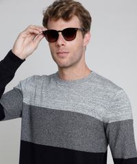 Sueter-Masculino-Slim-em-Trico-Listrado-Cinza-Mescla-9821907-Cinza_Mescla_4