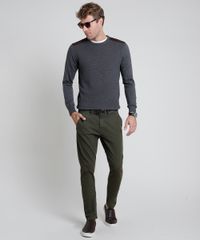 Sueter-Masculino-em-Trico-Texturizado-com-Recorte-em-Suede-Cinza-Mescla-Escuro-9825694-Cinza_Mescla_Escuro_3
