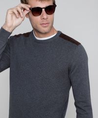 Sueter-Masculino-em-Trico-Texturizado-com-Recorte-em-Suede-Cinza-Mescla-Escuro-9825694-Cinza_Mescla_Escuro_4 Sueter-Masculino-em-Trico-Texturizado-com-Recorte-em-Suede-Cinza-Mescla-Escuro-9825694-Cinza_Mescla_Escuro_4