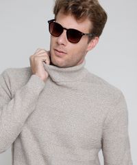 Sueter-Masculino-em-Trico-Texturizado-Gola-Alta-Bege-Claro-9801198-Bege_Claro_4
