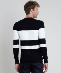Sueter-Masculino-Slim-em-Trico-Listrado-Preto-9821907-Preto_2