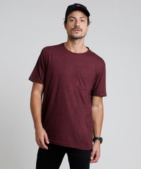Camiseta-Masculina-com-Bolso-Manga-Curta-Gola-Careca-Vinho-9878044-Vinho_1