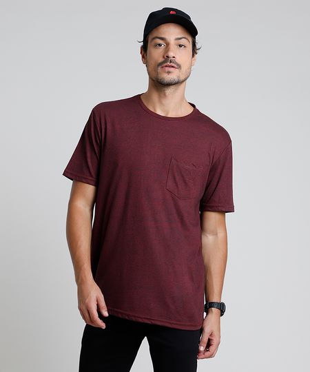 Camiseta-Masculina-com-Bolso-Manga-Curta-Gola-Careca-Vinho-9878044-Vinho_1