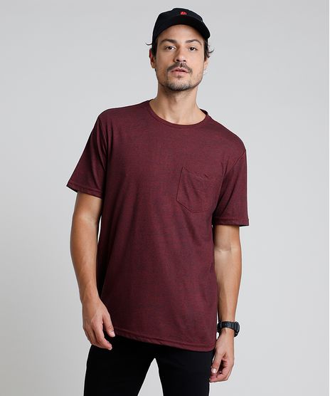 Camiseta-Masculina-com-Bolso-Manga-Curta-Gola-Careca-Vinho-9878044-Vinho_1