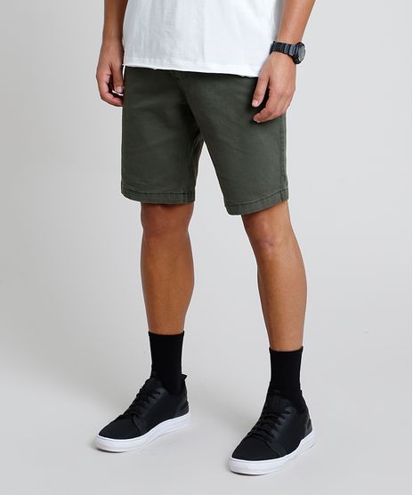 Bermuda-de-Sarja-Masculina-Slim-Verde-Militar-9895991-Verde_Militar_1