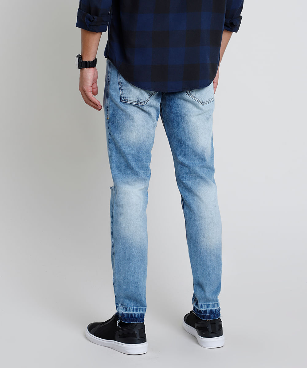 calça masculina desfiada no joelho