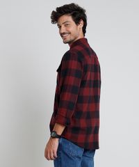 Camisa-Masculina-Tradicional-em-Flanela-Estampada-Xadrez-com-Bolsos-Manga-Longa-Vermelho-9813186-Vermelho_2