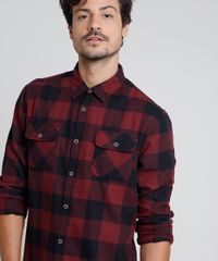 Camisa-Masculina-Tradicional-em-Flanela-Estampada-Xadrez-com-Bolsos-Manga-Longa-Vermelho-9813186-Vermelho_4