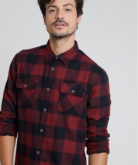 camisa masculina xadrez vermelha