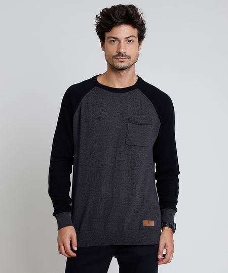 Sueter-Masculino-em-Trico-Com-Bolso-Raglan-Cinza-Escuro-9789022-Cinza_Escuro_1