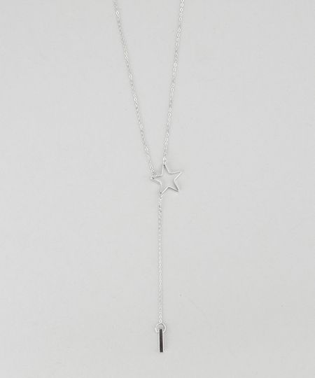 Colar-com-Pingente-de-Estrela-Prateado-8624557-Prateado_1