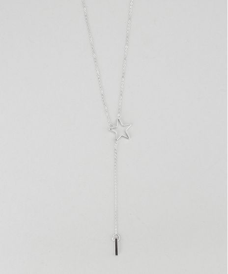 Colar-com-Pingente-de-Estrela-Prateado-8624557-Prateado_1