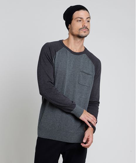 Sueter-Masculino-em-Trico-Com-Bolso-Raglan-Cinza-Escuro-9789018-Cinza_Escuro_1
