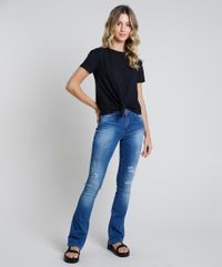 Blusa-Feminina-Basica-com-No-Manga-Curta-Decote-Redondo-Preta-9883921-Preto_3
