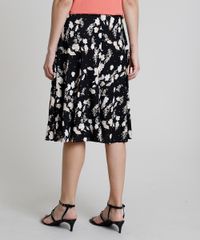 Saia-Feminina-Midi-Estampada-Floral-com-Amarracao--Preto-9857294-Preto_2