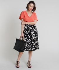 Saia-Feminina-Midi-Estampada-Floral-com-Amarracao--Preto-9857294-Preto_3