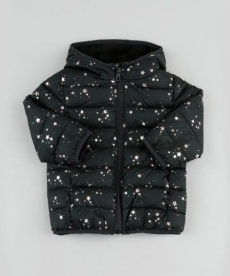 Jaqueta-Puffer-Infantil-Estampada-de-Estrelas-Metalizadas-em-Nylon-com-Capuz-e-Bolsos-Preta-9785085-Preto_1 Jaqueta-Puffer-Infantil-Estampada-de-Estrelas-Metalizadas-em-Nylon-com-Capuz-e-Bolsos-Preta-9785085-Preto_1