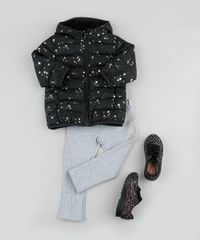 Jaqueta-Puffer-Infantil-Estampada-de-Estrelas-Metalizadas-em-Nylon-com-Capuz-e-Bolsos-Preta-9785085-Preto_3