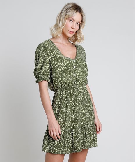 Vestido-Feminino-BBB-Curto-Estampado-de-Poa-com-Botoes-e-Babado-Manga-Curta-Verde-9896321-Verde_1