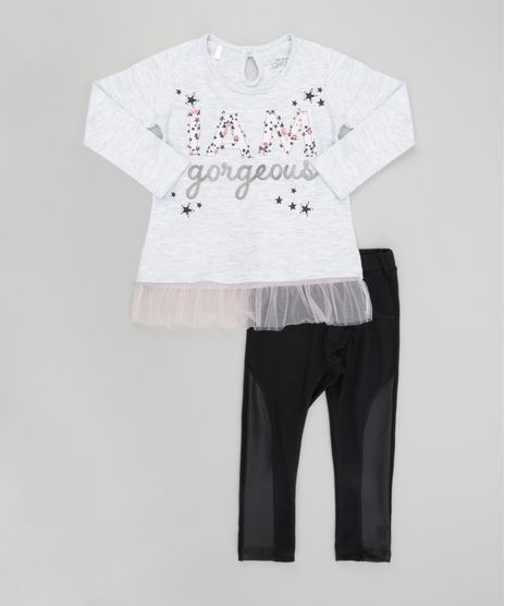 Conjunto-de-Blusa-com-Tule-Cinza-Mescla---Calca-Legging-Preta-8619603-Preto_1