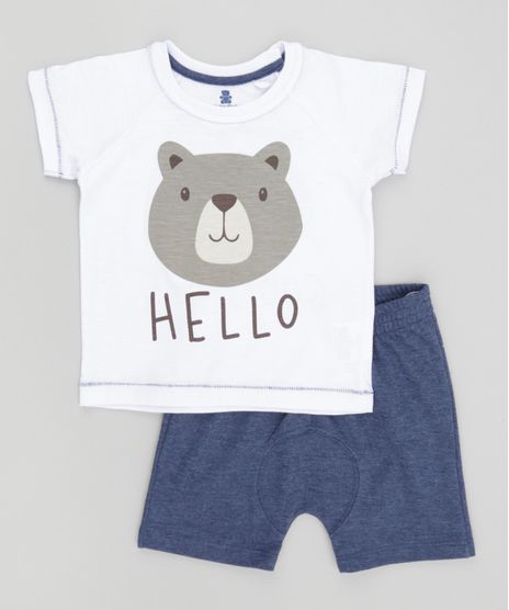 Conjunto-de-Camiseta--Urso--Branca---Bermuda-em-Moletom-Azul-Marinho-8574281-Azul_Marinho_1