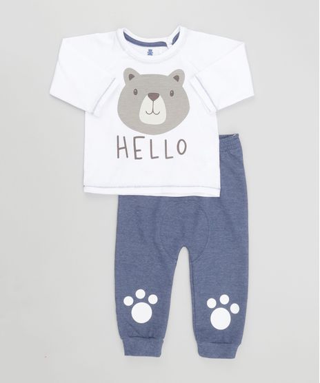 Conjunto-de-Camiseta--Urso--Branca---Calca-em-Moletom-Azul-Marinho-8574288-Azul_Marinho_1