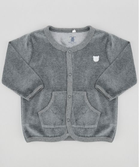 Cardigan-em-Plush-de-Algodao---Sustentavel-Cinza-Mescla-Escuro-8479705-Cinza_Mescla_Escuro_1