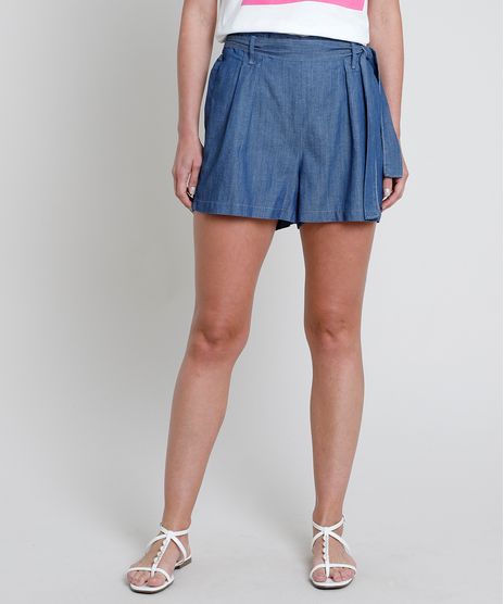 Short-Jeans-Feminino-Clochard-Cintura-Alta-com-Faixa-para-Amarrar-Azul-Medio-9836762-Azul_Medio_1